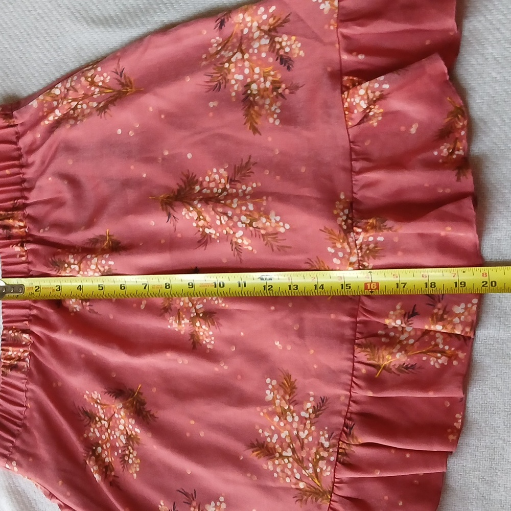 LC Lauren Conrad Pink‎ Floral Ruffle Mini Skirt Sz L - Picture 4 of 9